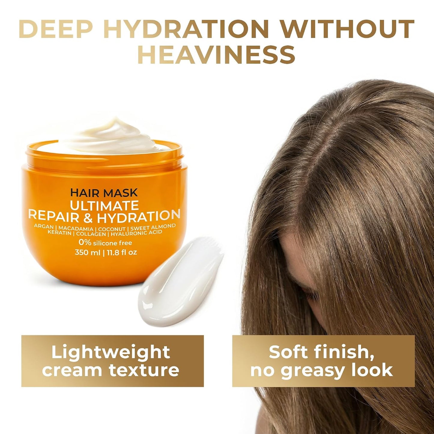 Deep Conditioning Hair Mask - Hydrating Treatment with Argan Oil, Shea Butter & Keratin | For Damaged & Color-Treated Hair