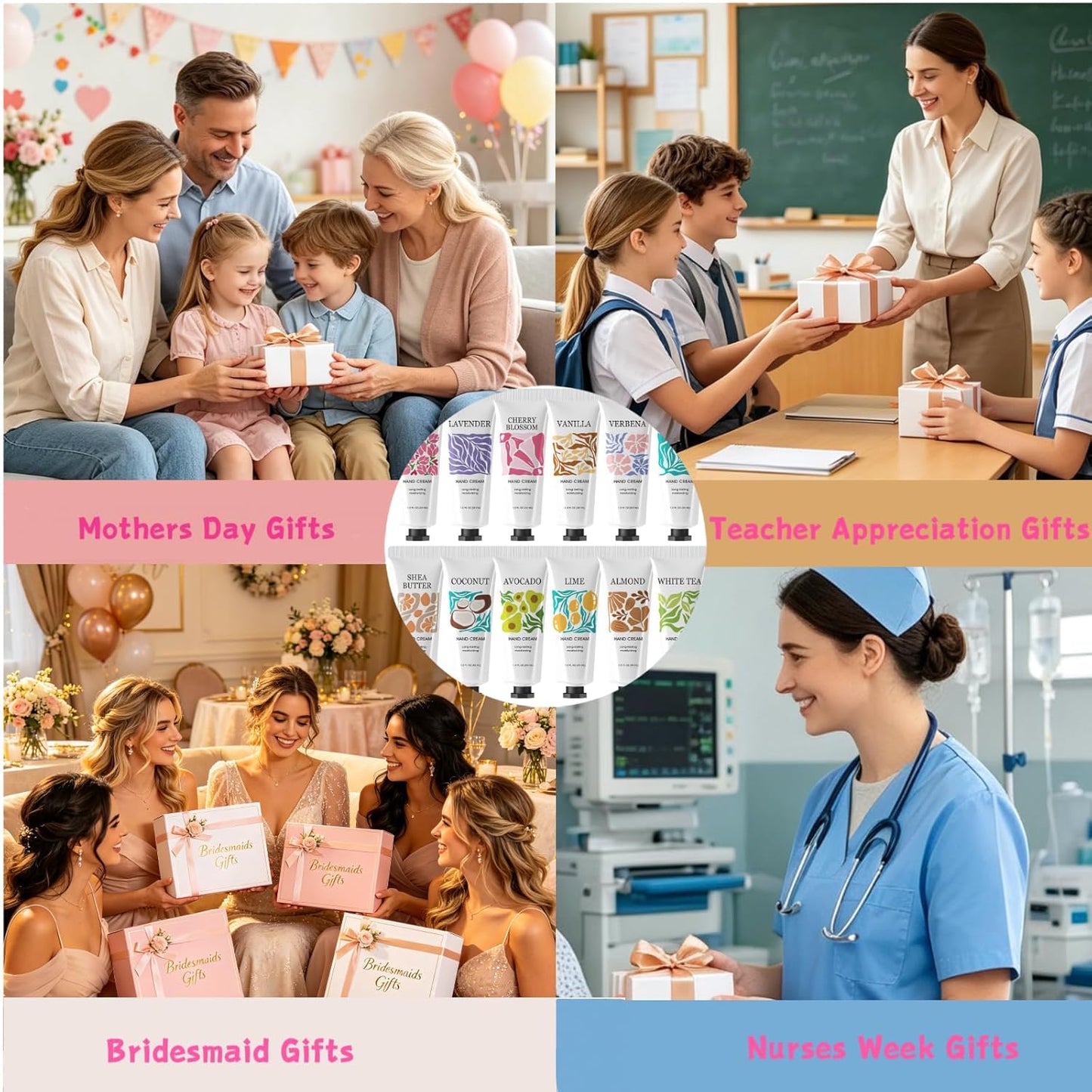 Hand Cream for Women - 12 Pack Travel Size Moisturizing Lotion | Perfect Bridesmaid Gifts & Bachelorette Party Favors