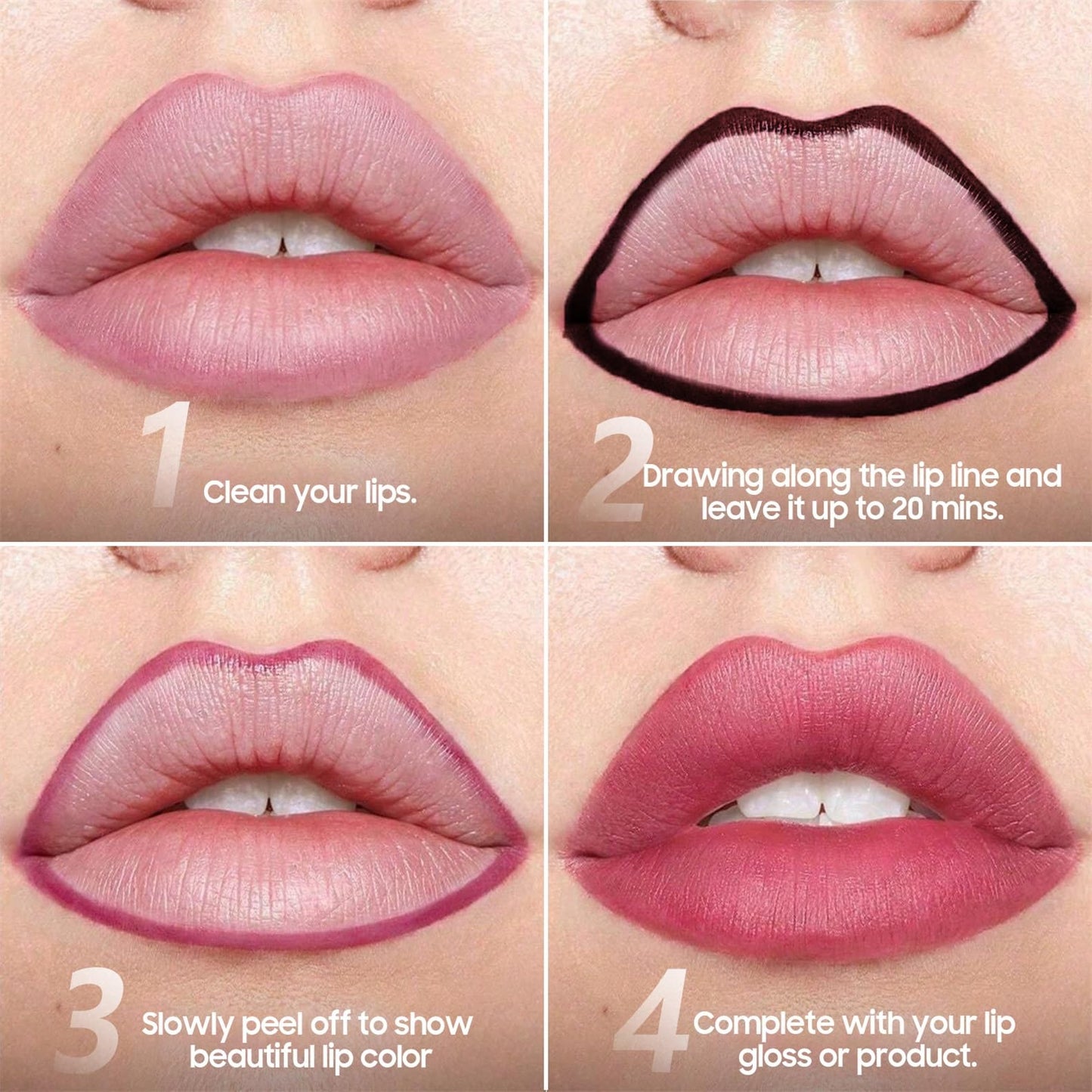 Anguishil Lip Stain - Peel Off Lip Stain Waterproof, Tattoo Peel Off Lip Liner for Comfortable Vivid Lip Color, Create Beauty & Charming Lip Makeup with All-Day | Vegan and Cruelty Free (#01 Nude)