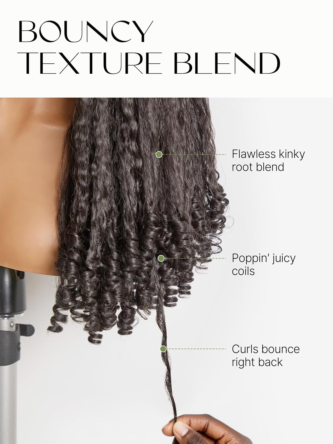 Frodio Kinky Curly Half Wig - 20" Glueless Drawstring Wig | 200% Density Natural Black Hair