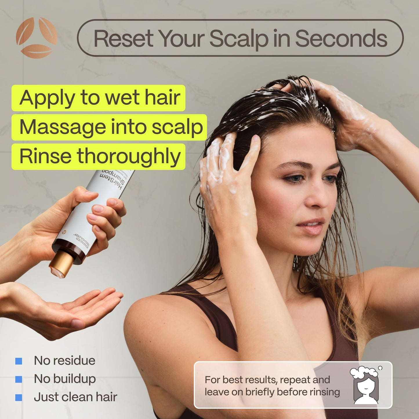 Hairstem™ Peptide Shampoo for Hair Growth | Peptide-Infused for Fuller, Stronger Looking Hair | Copper Tripeptide-1, Biotinoyl & Acetyl Peptides + Botanical Nutrients