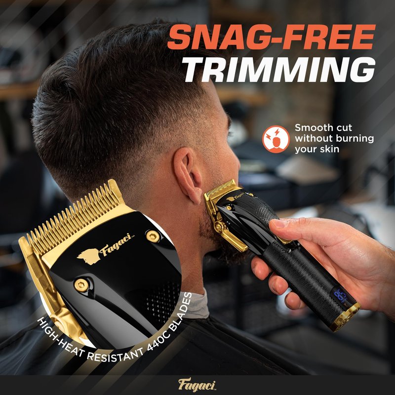 Fagaci Professional Hair Clippers for Men - Precise Cutting, Turbo Power Cordless Hair Clippers with 5 Hour Battery Life