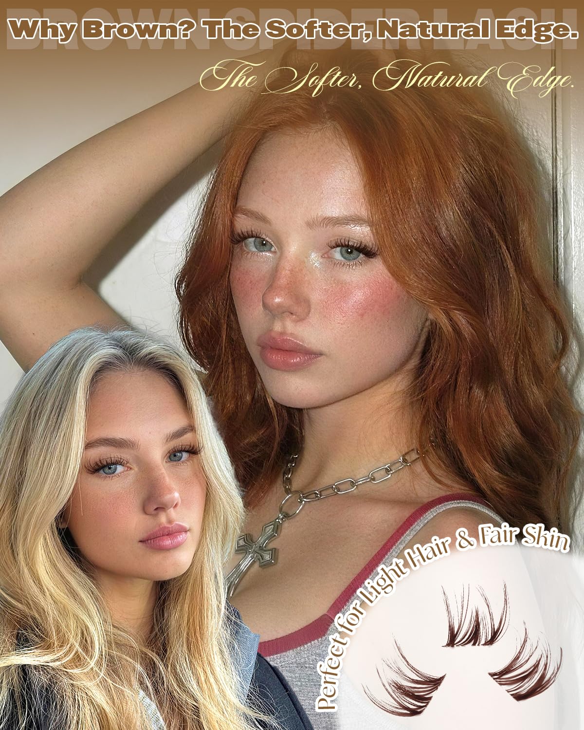 Brown Spider Lash Clusters - Natural Fluffy Eyelash Extensions | 8-16MM Wispy D Curly Dark Brown Lashes for DIY Beginners