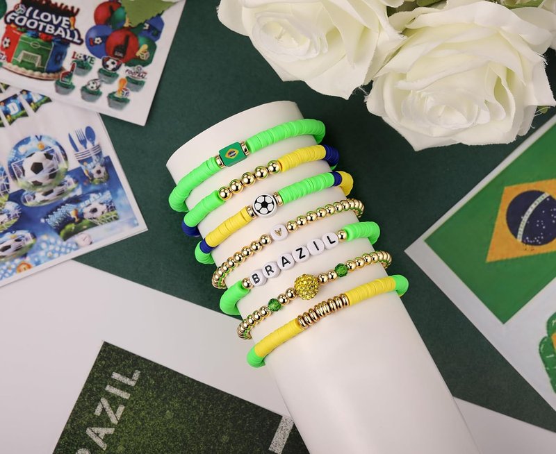 Game-Day Sports Bracelet Stack Set - 7-Piece Beaded Jewelry for Soccer, Baseball, Basketball & More | Stretch Charms