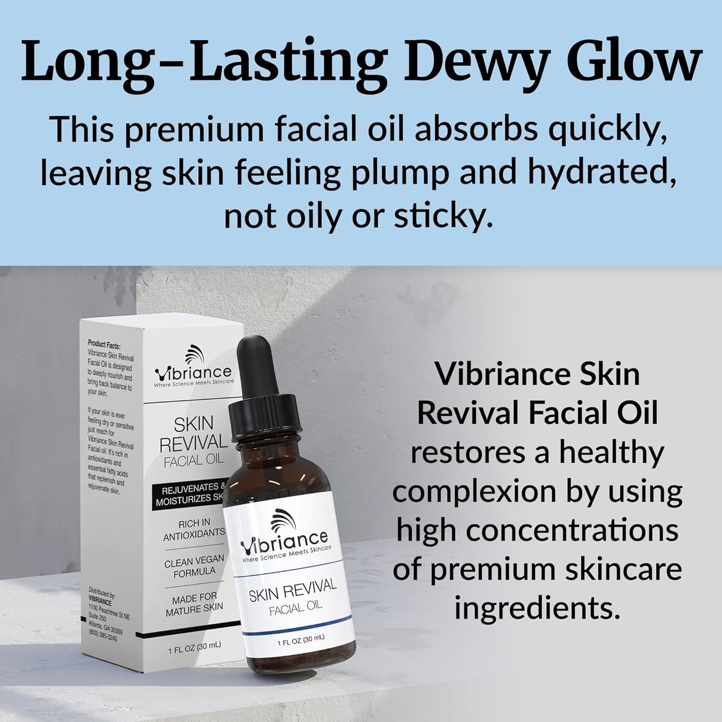 Vibriance Skin Revival Facial Oil - Hydrating Oil for Sensitive & Dry Skin | Vegan, Paraben-Free, Enriched with Vitamin E & Squalane
