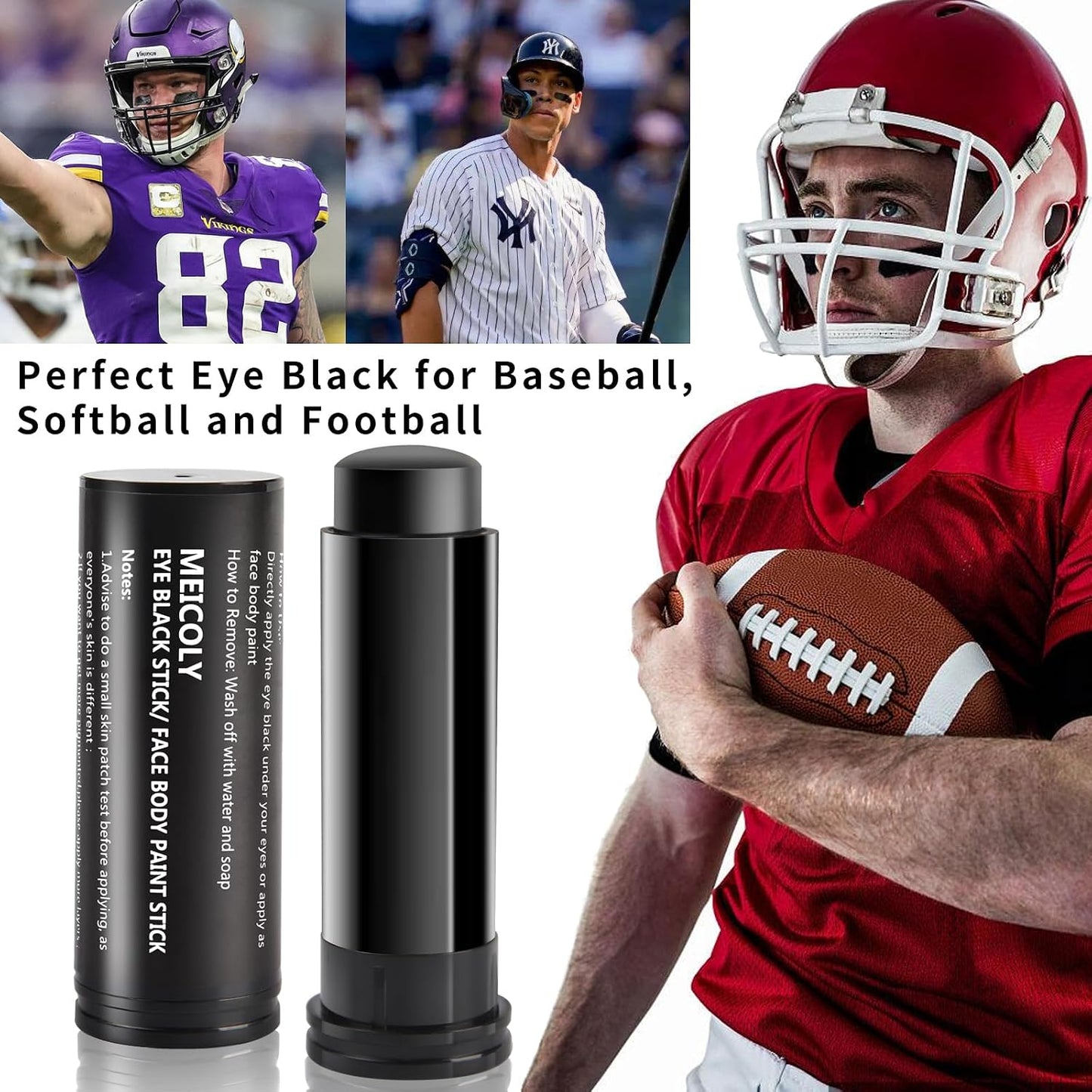 Black Face Paint Stick for Sports | Easy Application Eye Black for Baseball, Softball, Football, Lacrosse - 0.5 Oz