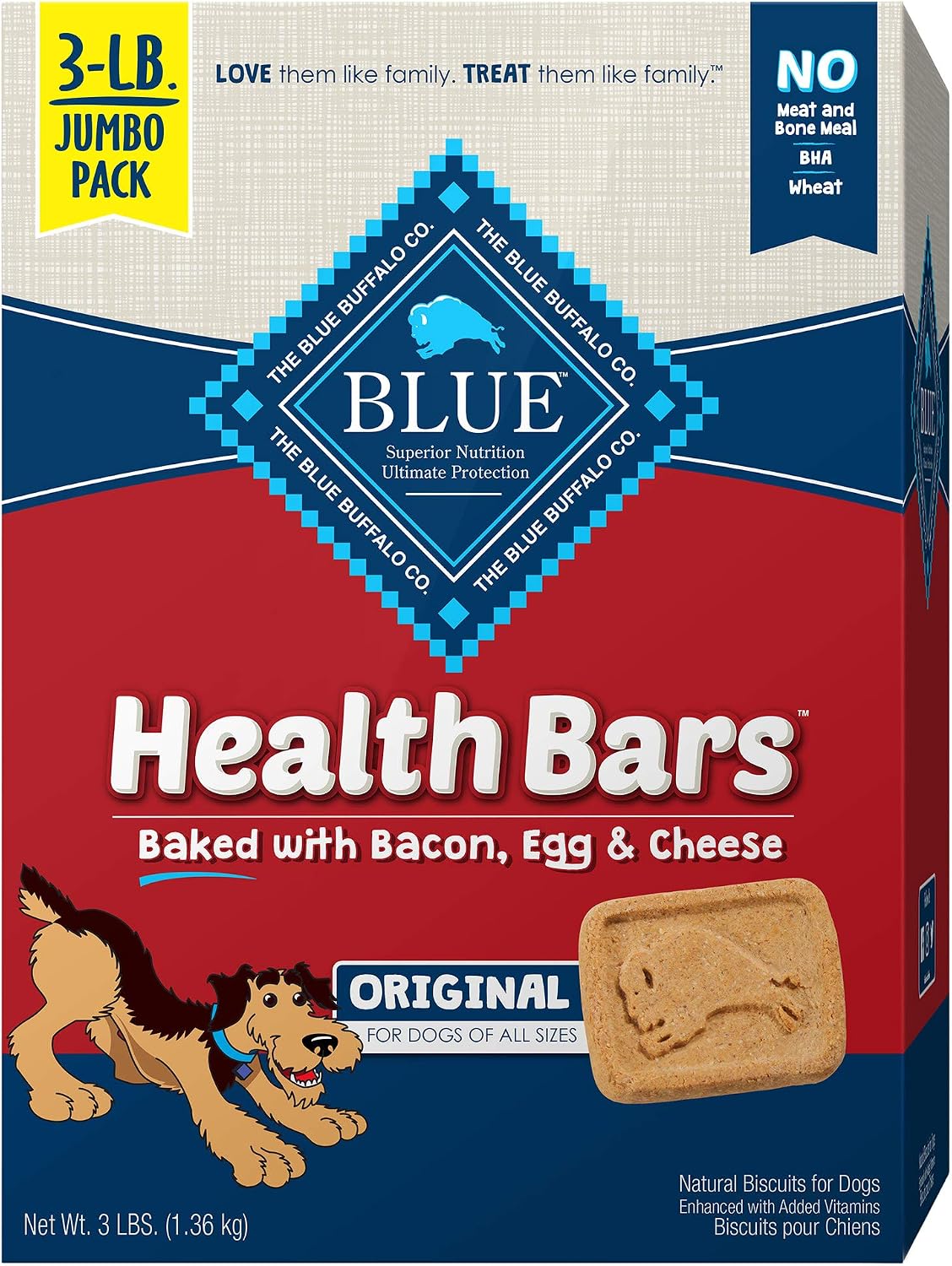 Blue Buffalo Dog Treats - Pumpkin & Cinnamon Crunchy Health Bars | Oven-Baked, Natural Ingredients, 16 oz.