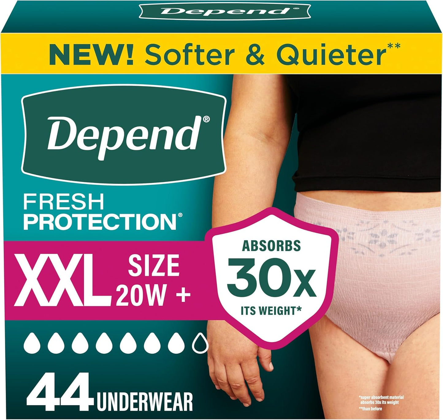 Depend Fresh Protection Adult Diapers - Maximum Absorbency Incontinence Underwear for Women | Large, Blush, 72 Count