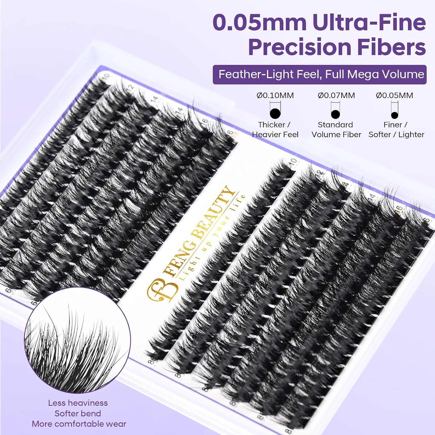 Ultra-Light Lash Clusters Kit - 240PCS Fluffy Wispy Volume | 10-16mm Mixed Lengths, Bond & Seal, Waterproof