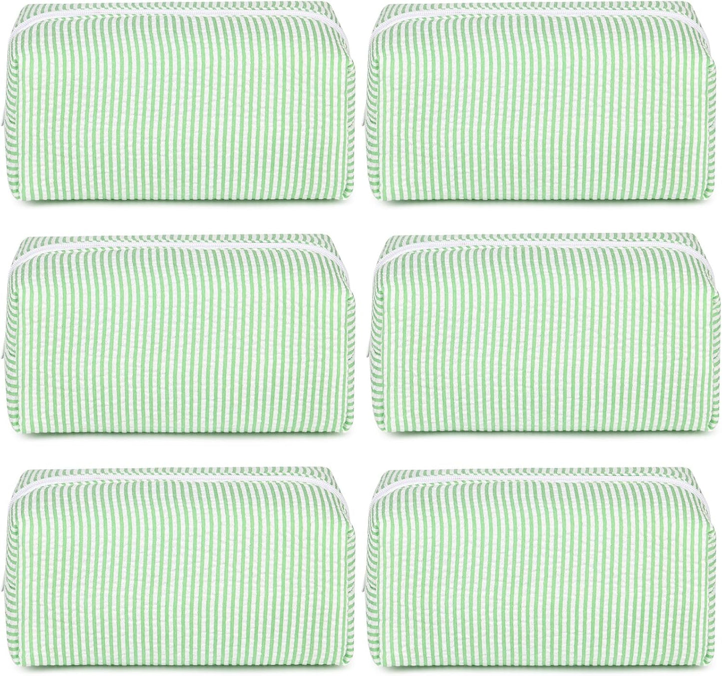Bridesmaid Proposal Gifts - 6PCS Corduroy Blue Makeup Bags | Wedding Party Favors & Toiletry Organizers