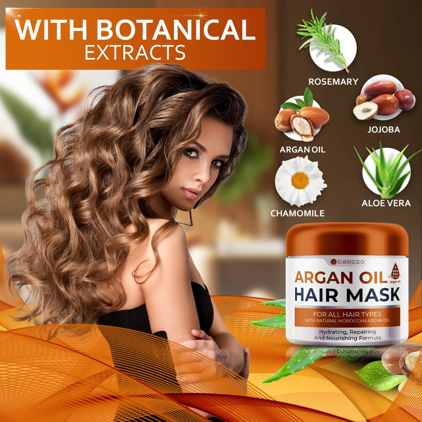 Moroccan Argan Oil Hair Mask - Deep Conditioning Treatment for Damaged Hair | Hydrating Repair with Collagen & Keratin