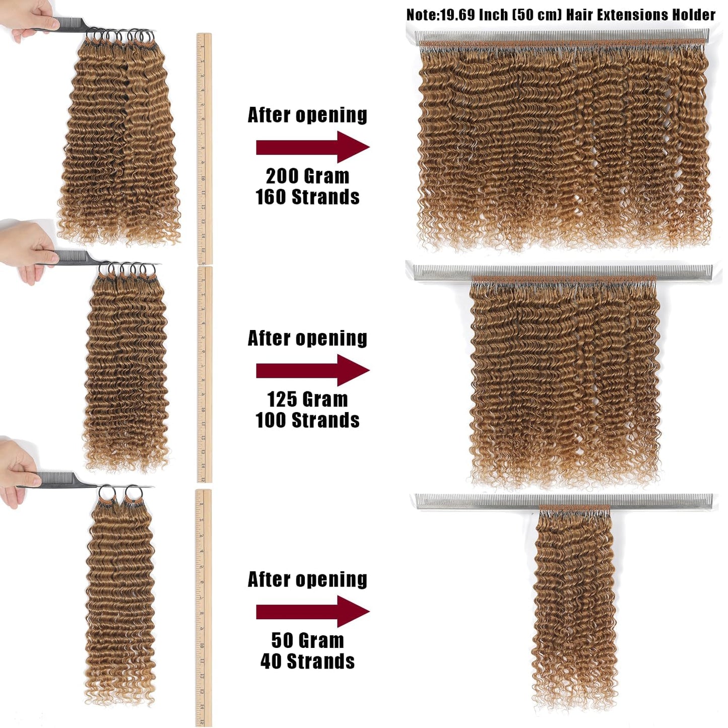 Deep wave Human Crochet Hair for Black Women 20 Inch Crochet Human Hair Bundles 50g Pre-Separated Feather Crochet Human Hair Deep Wavy Invisible Crochet Hair Extensions 40 Strands Honey Blonde