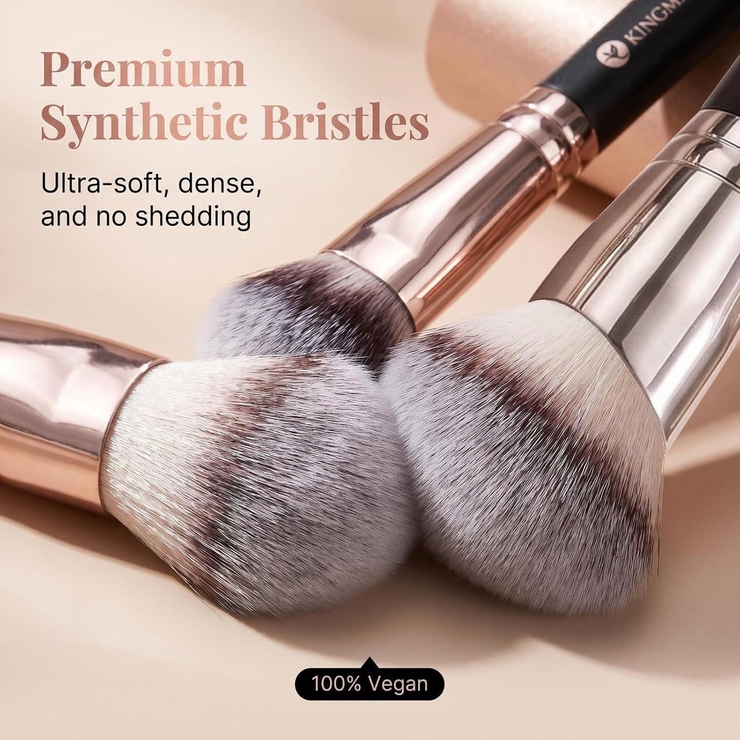 Foundation Concealer Contour Brush Set - 3 Dual-Ended Makeup Brushes for Liquid & Powder | Cruelty-Free & Vegan