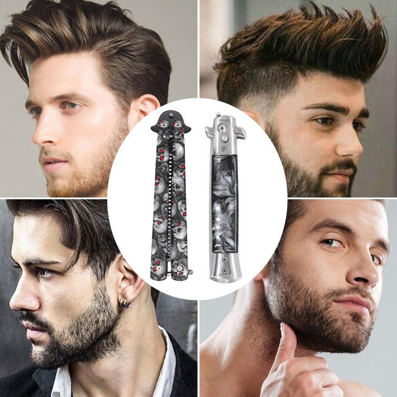 Automatic Switch Folding Practice Combs, Stainless Steel Butterfly Comb, Outdoor Training Pocket Combs, Hair Brush for Beard, Mustache