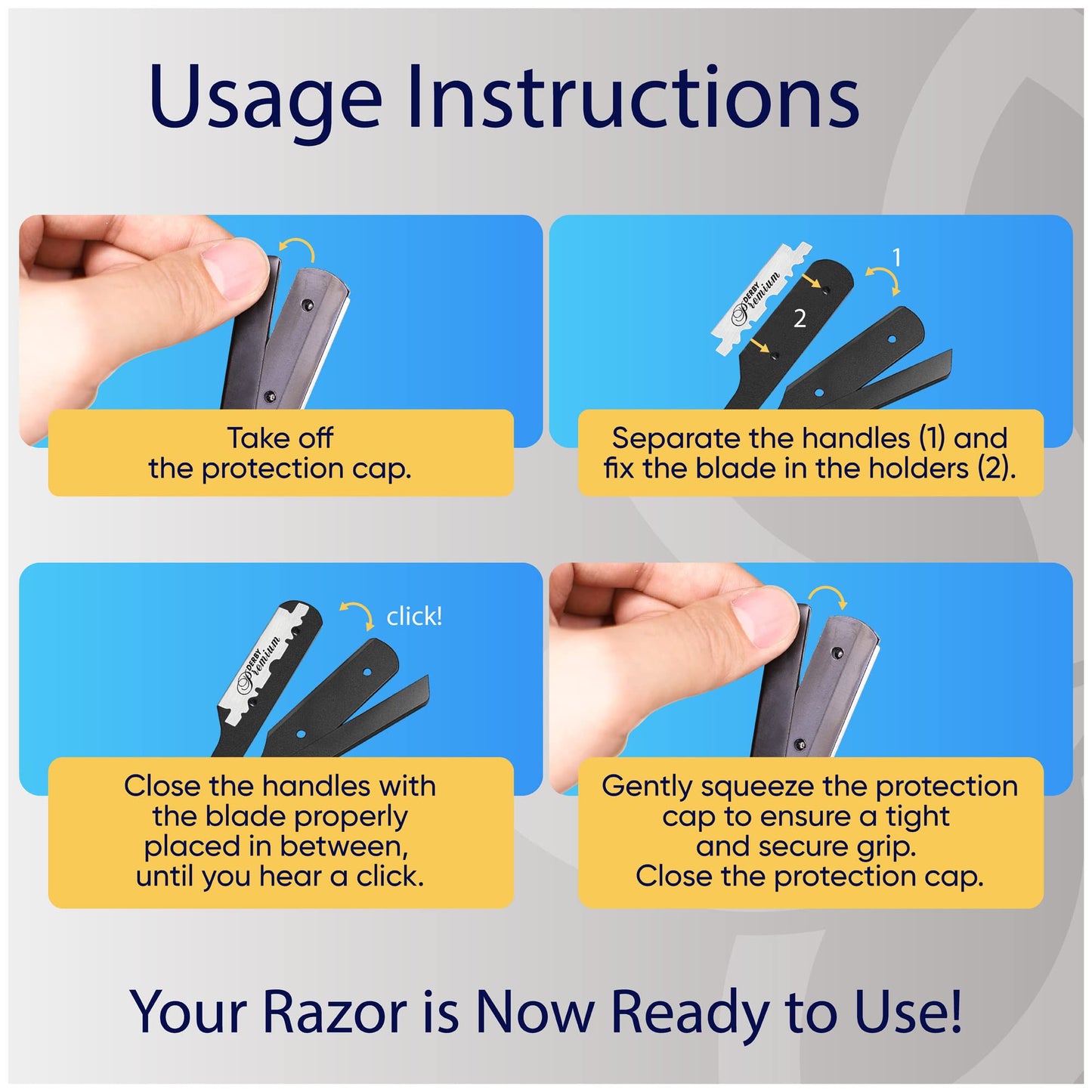 WOODEN HANDLE - BLACK RAZOR AND BLACK DERBY BLADES