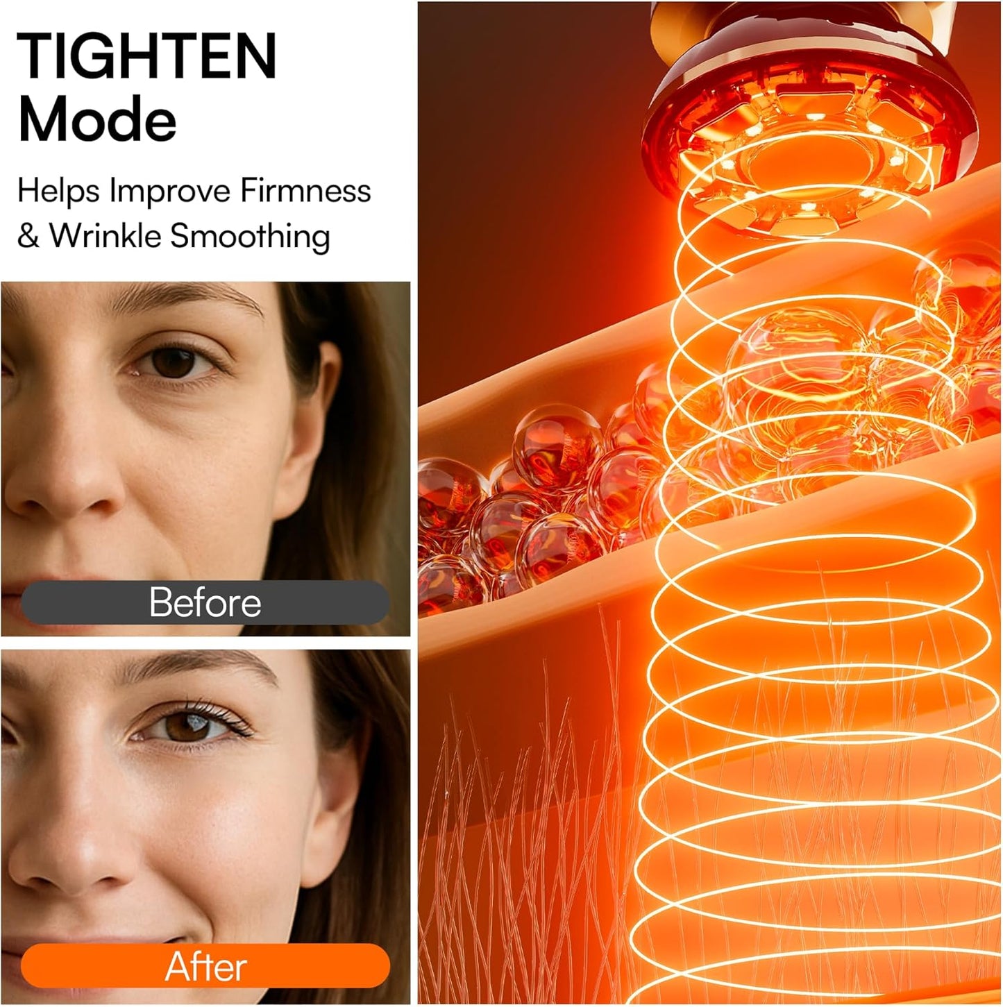 INIA Microcurrent Facial Device - 3-in-1 Red Light Therapy Massager for Puffiness, Firming & Smoothing | Heat & Vibration