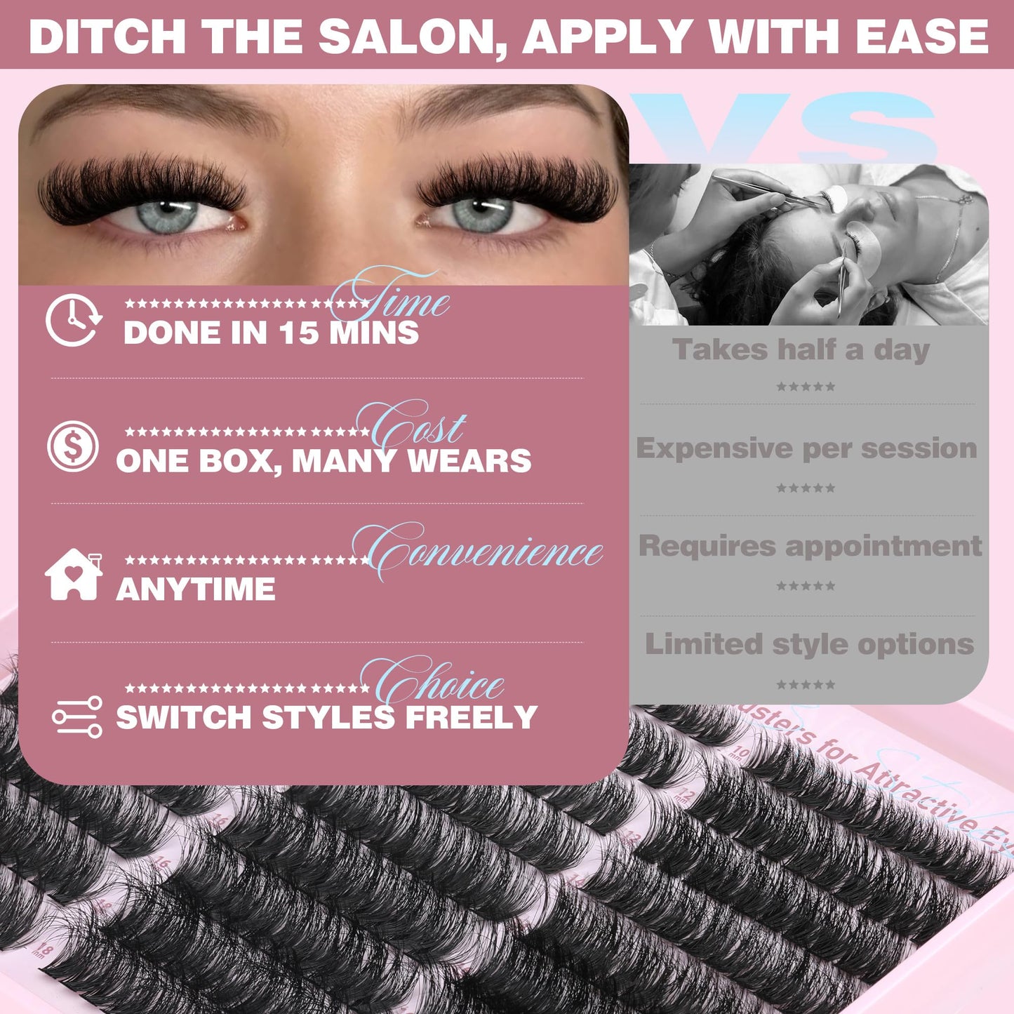 Fluffy Lash Clusters Wispy Cluster Eyelash Extensions Thick Eyelash Clusters Faux Mink Individual Lashes Full Volume Cluster Lashes 10-18MM Reusable Eyelashes Cluster by TNFVLONEINS