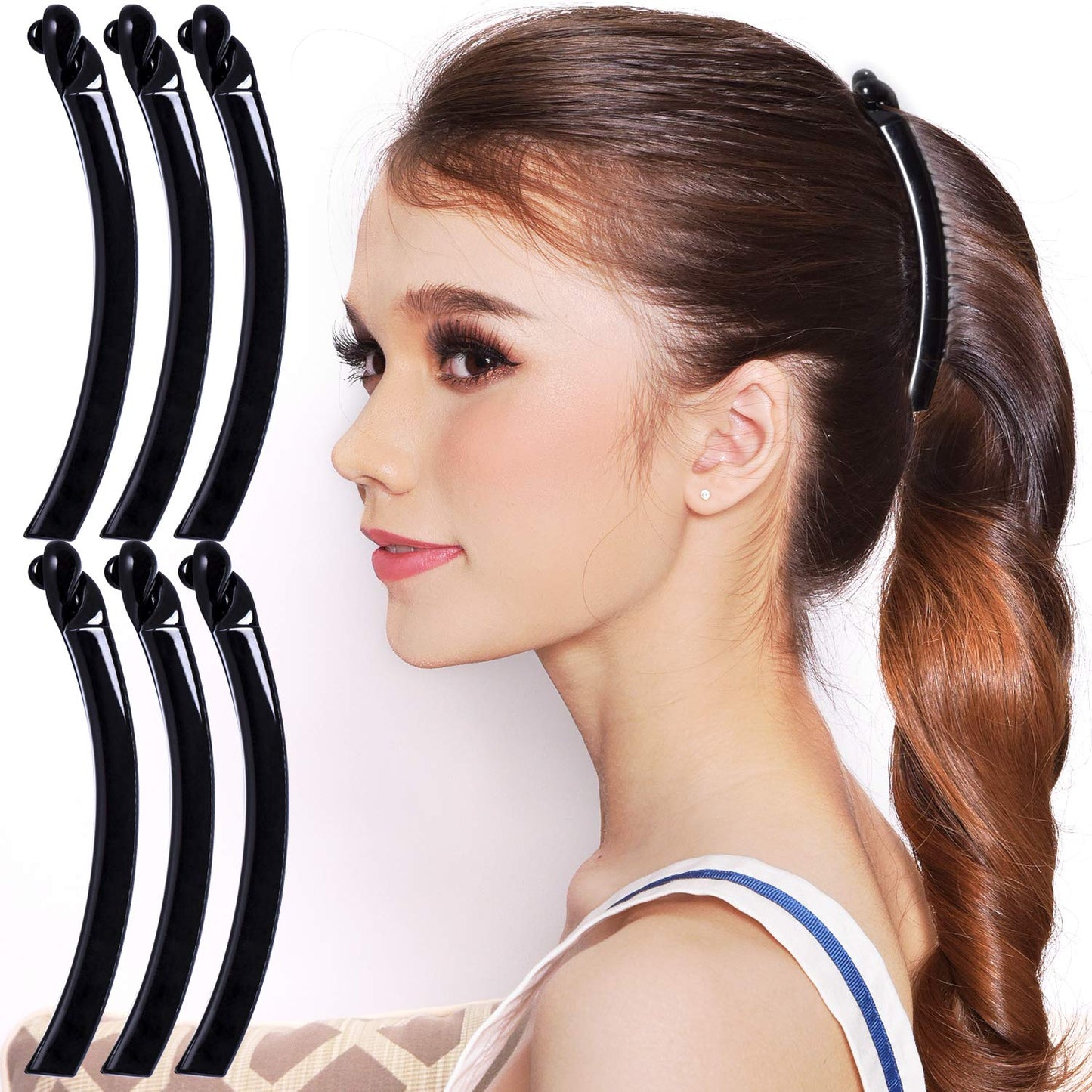 Banana Hair Clip Set - 6 Pcs No-Slip Claw Clips for Thin Hair | Secure Grip, Cherry Blossom Design