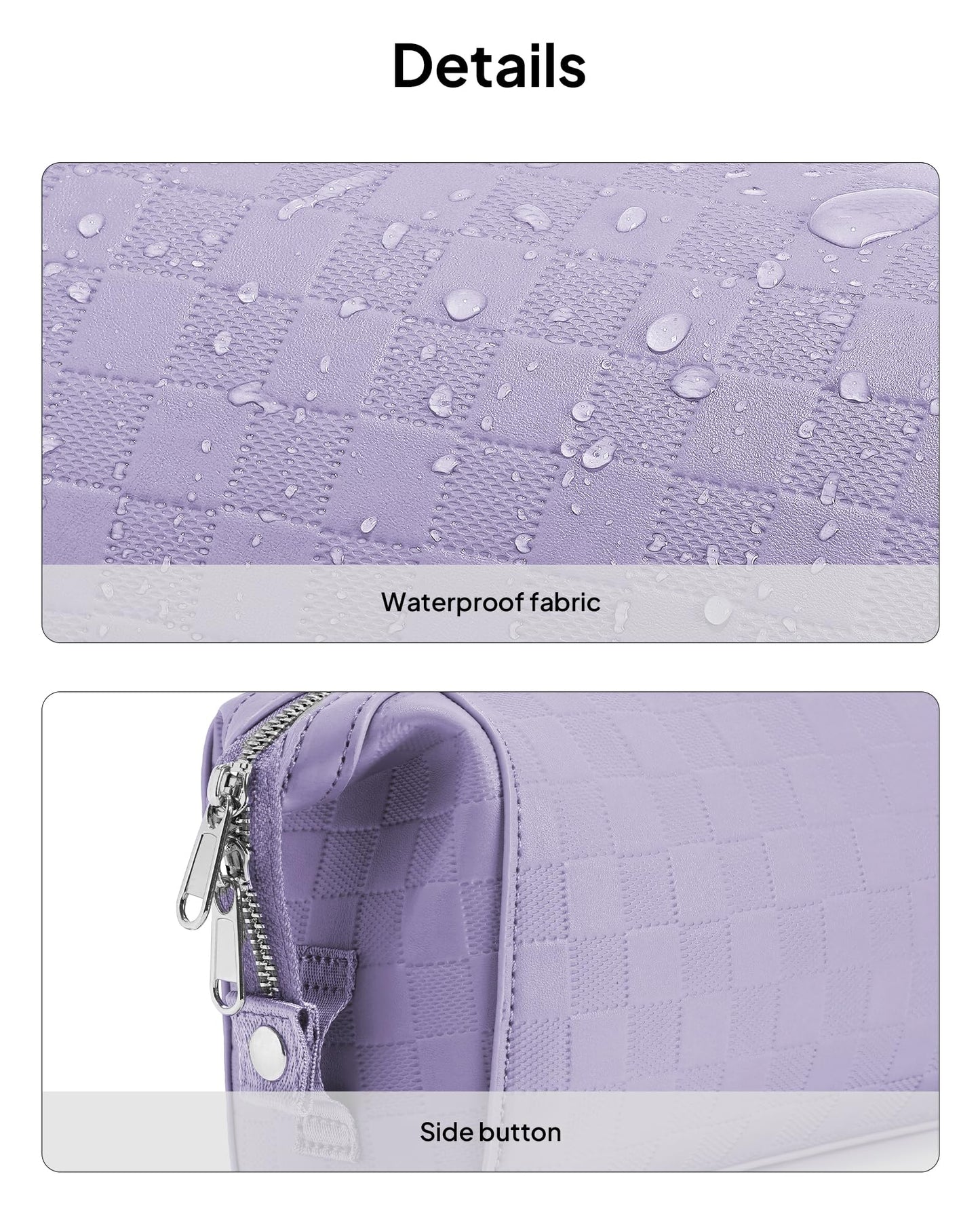 TOPEAST Travel Makeup Bag Cosmetic Bags for Women, 3 Pcs Set Make Up Toiletry Bag with Removable Zip Pouch, Waterproof Leather Makeup Brush Organizer for Travel Essentials, Purple