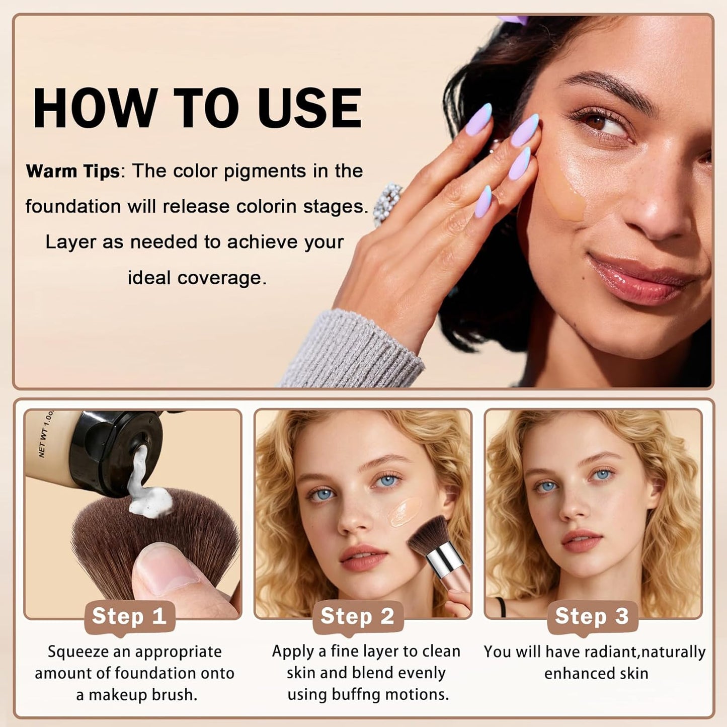 Color Changing Foundation for Mature Skin - Hydrating Self-Adjusting Makeup | Lightweight Coverage, 1.01 FL.OZ - 03 Dark