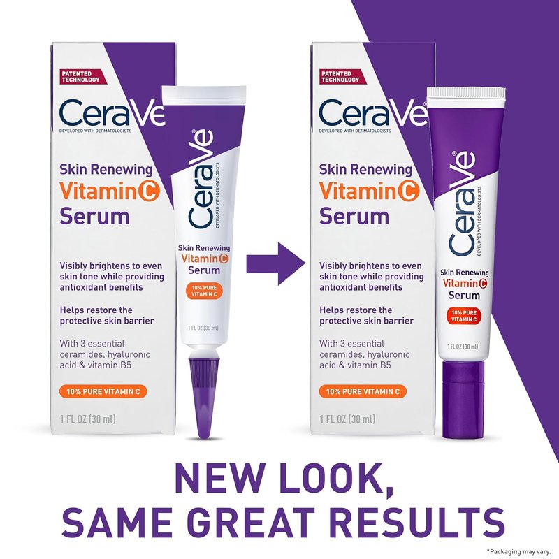 CeraVe Vitamin C Serum - 10% Pure Vitamin C & Hyaluronic Acid | Skin Brightening & Hydrating, Fragrance-Free, 1oz