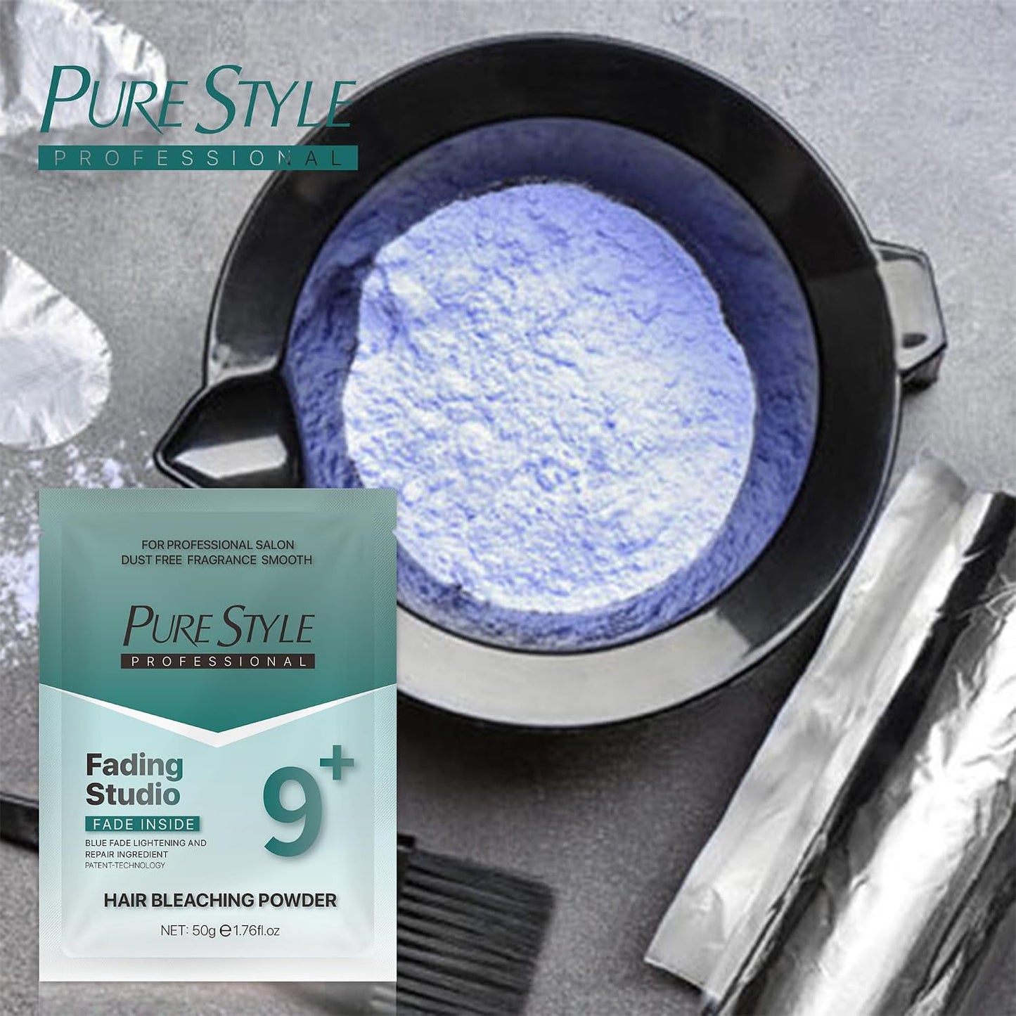 Professional Ammonia-Free Hair Bleach Powder - 50g Packets | Blue Fade Technology, Dust-Free Formula for Gentle Lightening