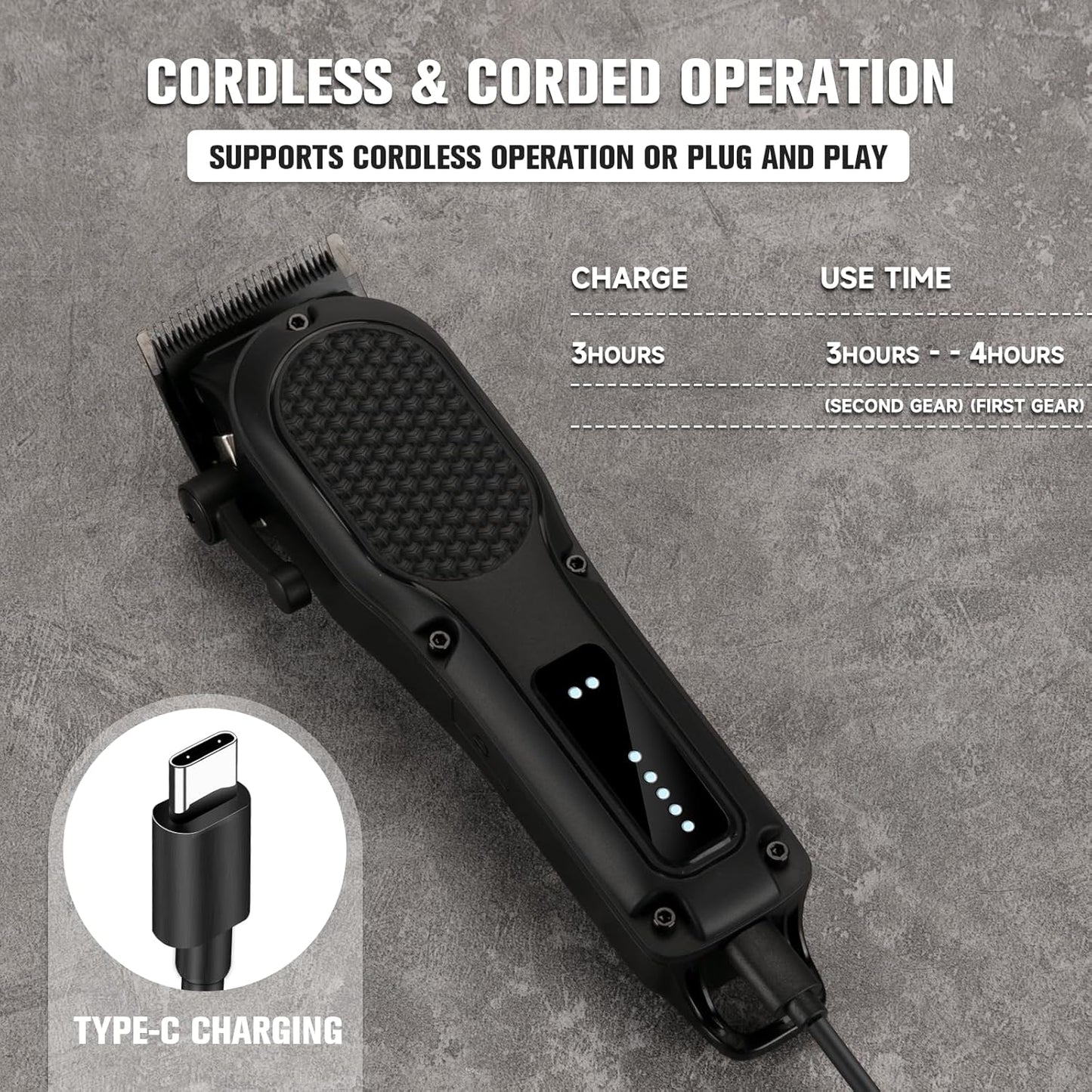 Men's Hair Clippers - Professional Cordless Rechargeable Beard Trimmer for Precision Grooming | Powerful Cutting Tool