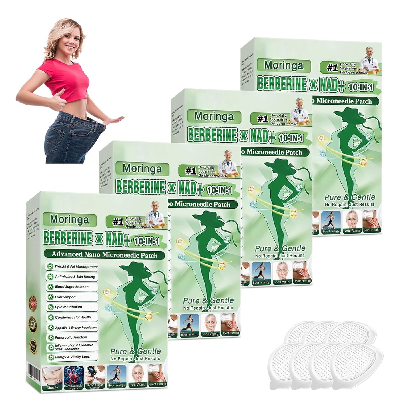 Moringa 10-in-1 Nano Microdarts Patch - Advanced Natural Body Patches for All Skin Types | 3 Pcs