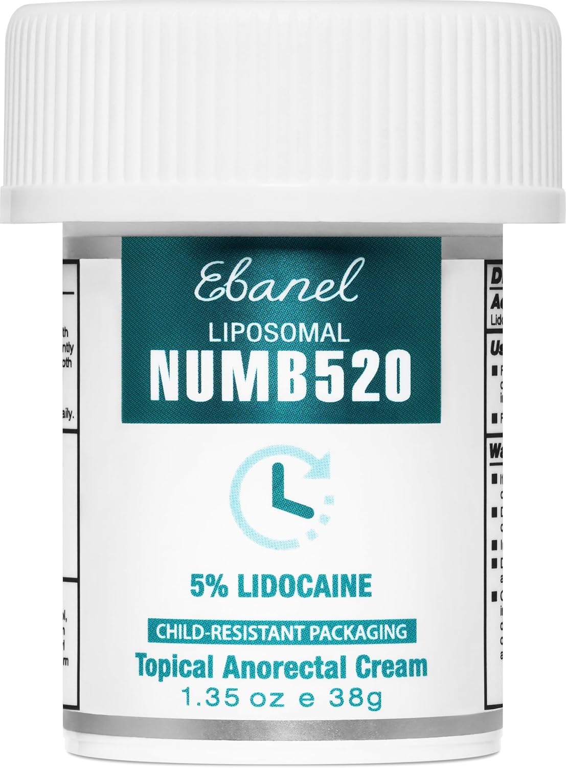 Ebanel 5% Lidocaine Numbing Cream - Maximum Strength Pain Relief for Hemorrhoids & Burns | 1.35 Oz