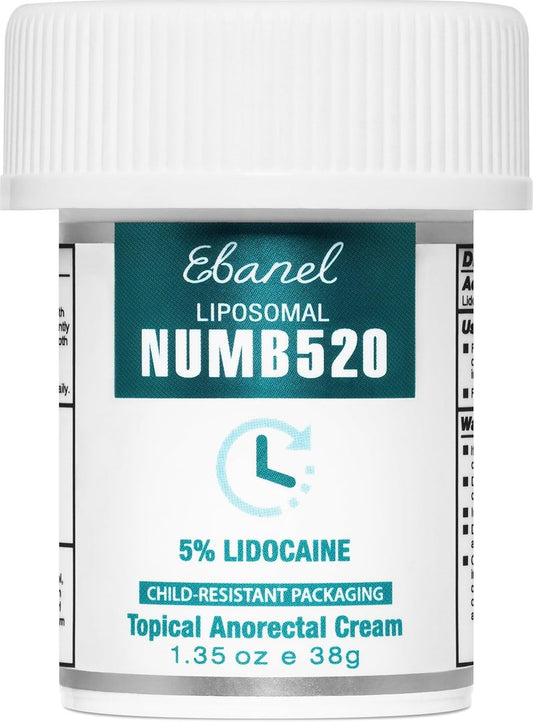 Ebanel 5% Lidocaine Numbing Cream - Maximum Strength Pain Relief for Hemorrhoids & Burns | 1.35 Oz