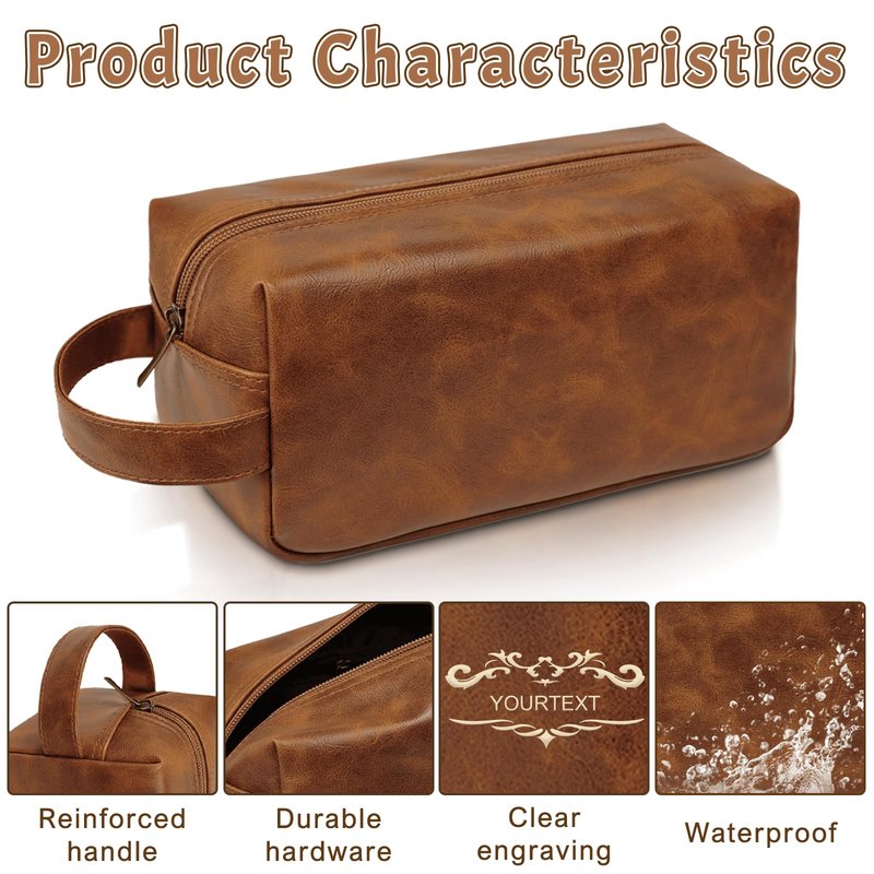 Sparklove Personalized Groomsmen Gifts for Wedding, Leather Toiletry Bag Birthday Gifts for Men, Shaving Kit, Custom Travel Bag Grooming Kit for Boyfriend, Husband Father Dad Anniversary Wedding Gifts