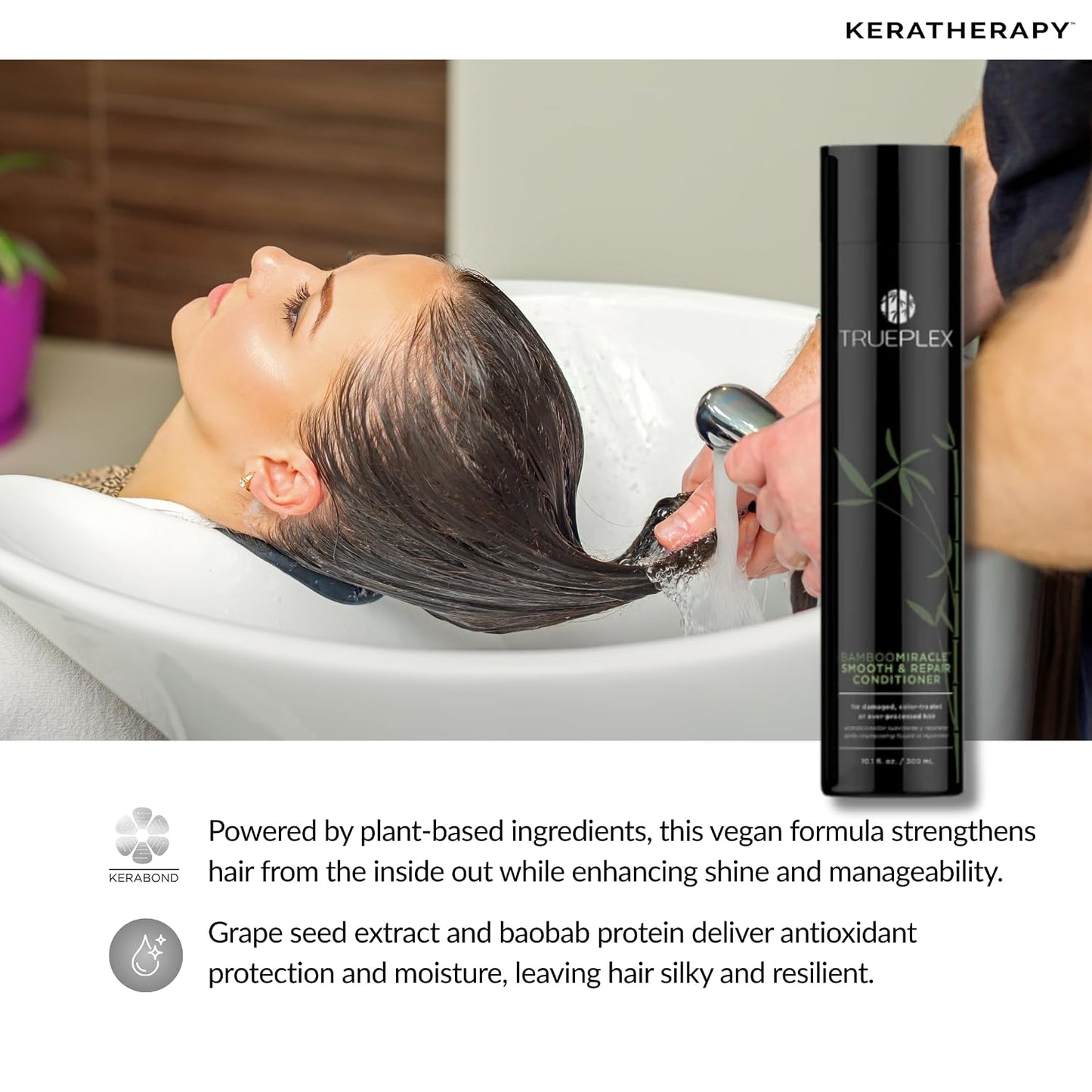 Bamboo Miracle Smooth & Repair Conditioner - Vegan Hydrating Formula for Damaged, Frizzy Hair | Grape Seed & Baobab Extract