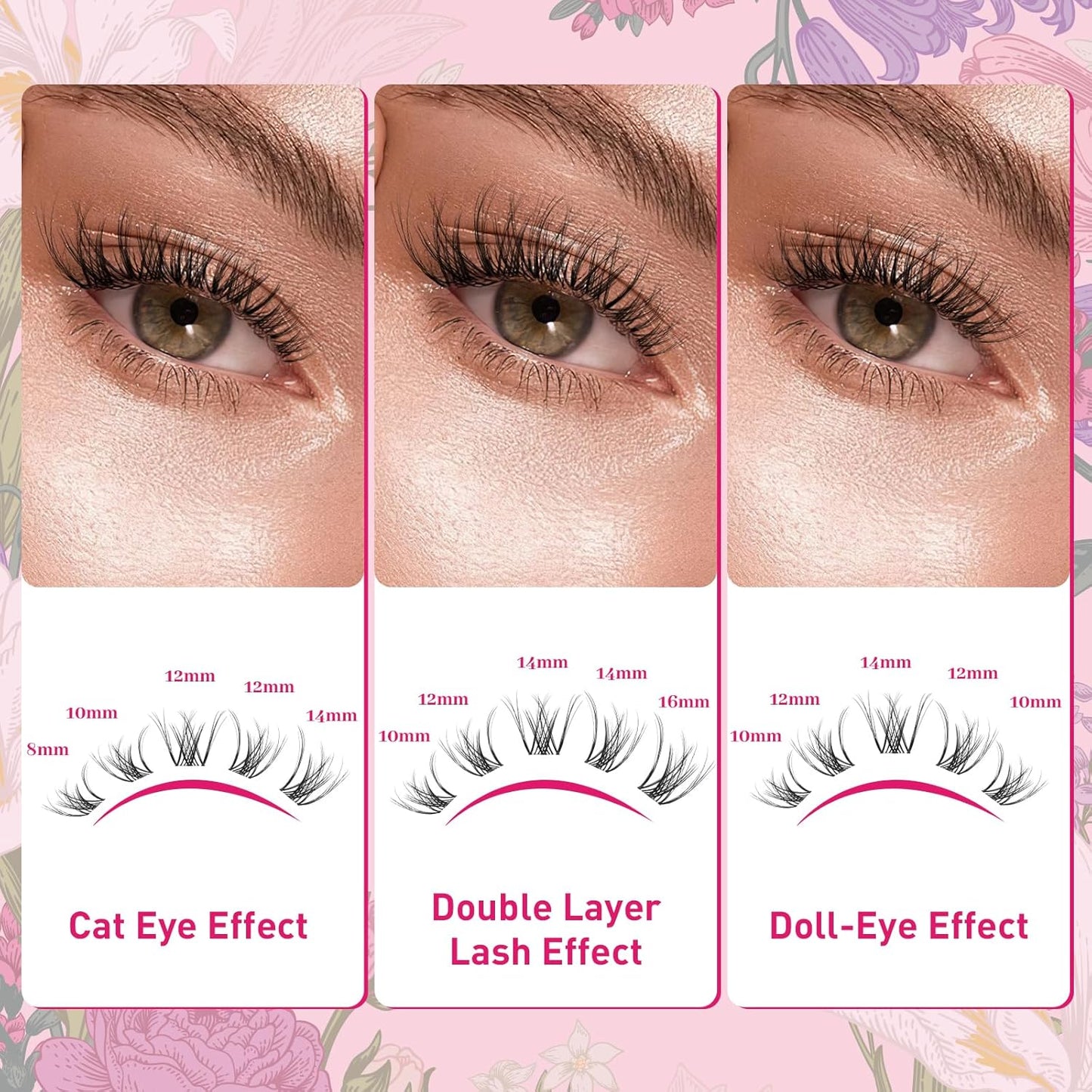 Spider Lash Clusters - Natural Wispy D Curl Eyelashes with Super Thin Band | Reusable & Comfortable (Breeze, 8-16 Mix)