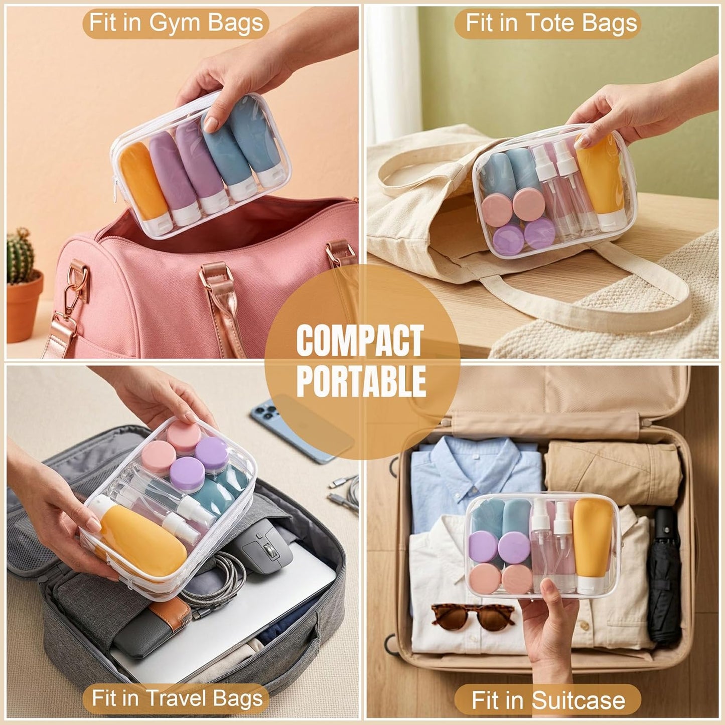 Travel Bottles Set - 20 Pack TSA Approved Leak Proof Containers | Portable Refillable Toiletry Kit for Shampoo, Conditioner, Lotion (Multi-Color)
