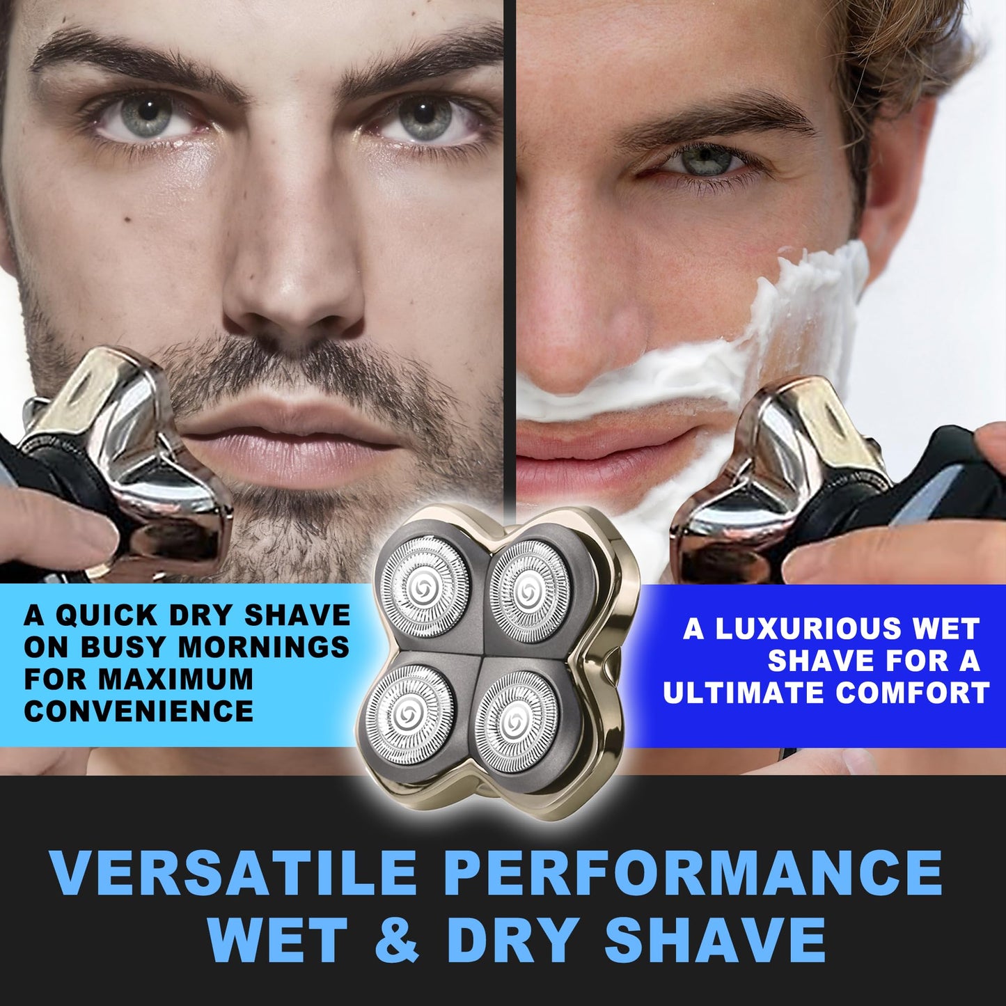 FUHKQE 2 Pack Pro 4 Shaver Replacement Blades Compatible with Skull Pitbull Series Head Shavers & Palm Shavers,Skull Shaver Replacement Heads for Wet & Dry Shaving