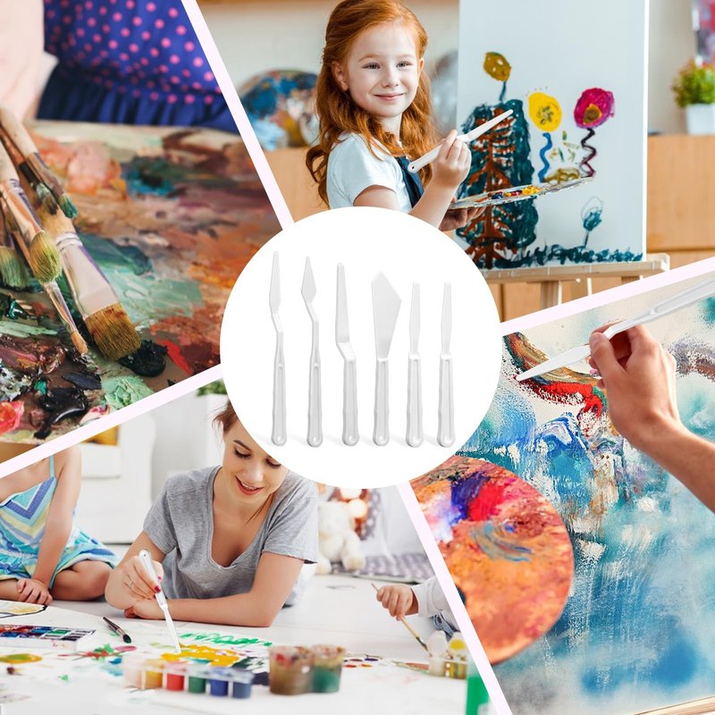 30 Pcs Paint Spatula Tools Plastic Painting Palette Knives White Art Artist Knife Tools Thin and Flexible Art Pallet Knife Palette Knife Set for Oil Acrylic Painting Color Mixing