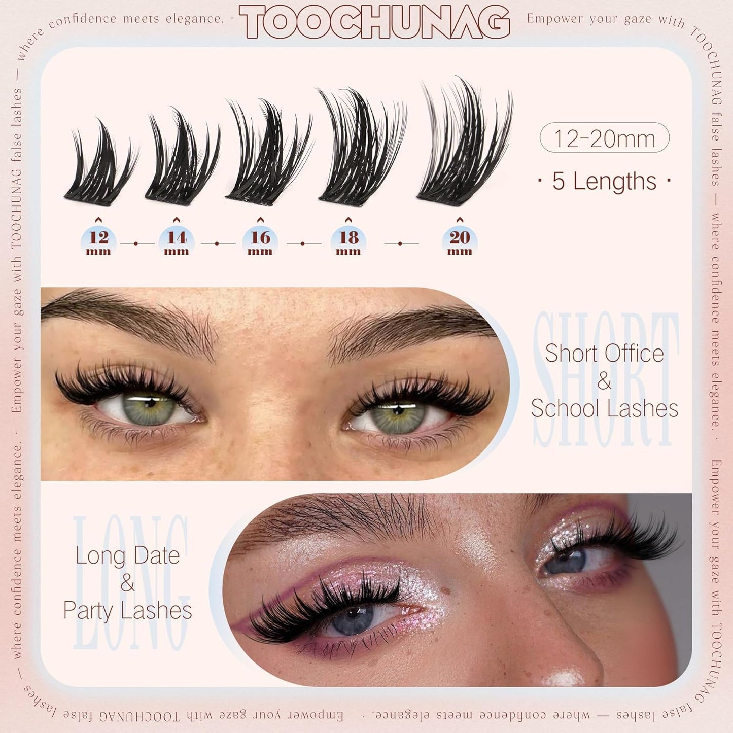 Anime Lash Clusters - 12-20mm Volume Extensions for DIY Manga Looks | D Curly Wispy Lashes