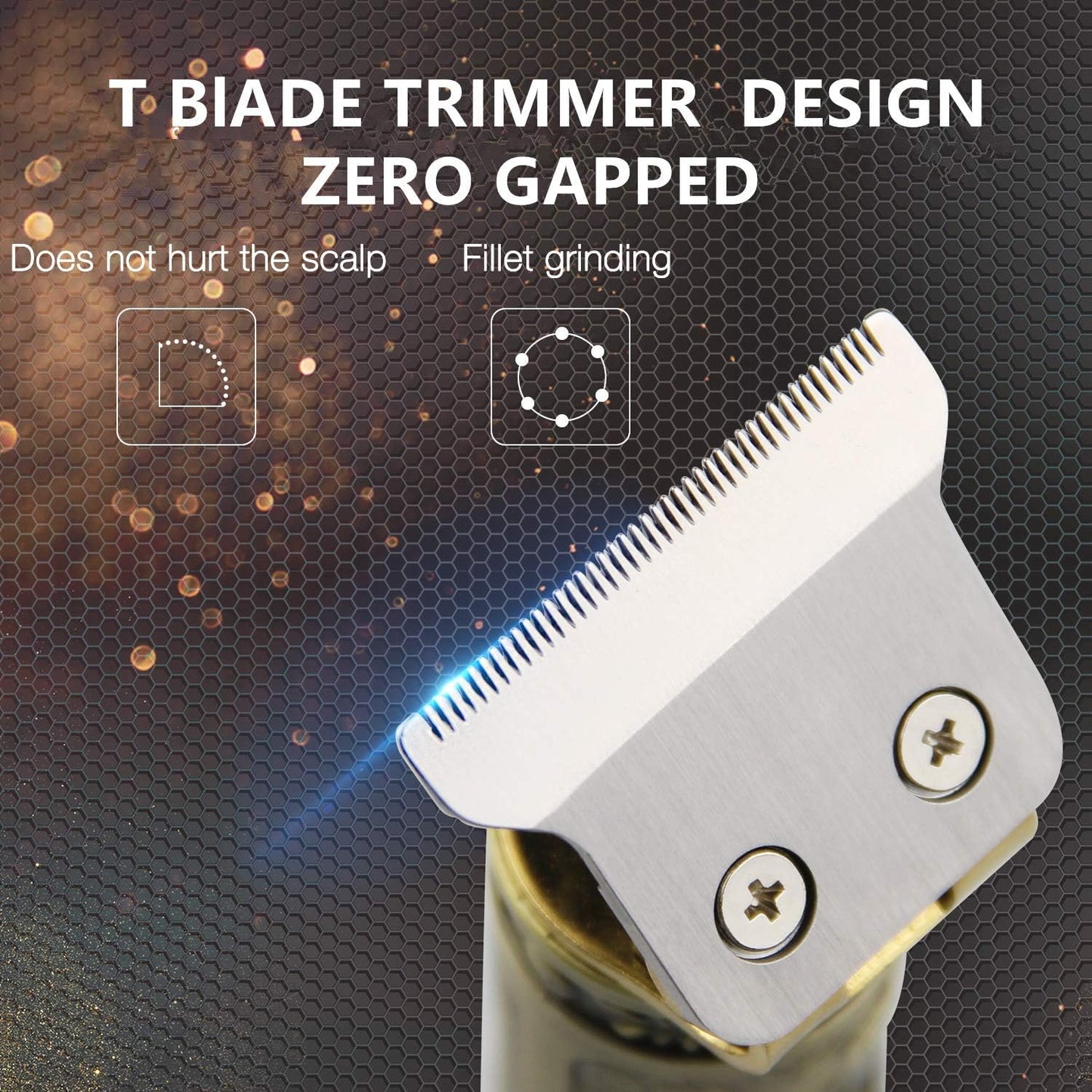 Professional Cordless Hair Trimmer for Men - T-Blade Beard Clippers | Gold Knight Close Cutting Kit