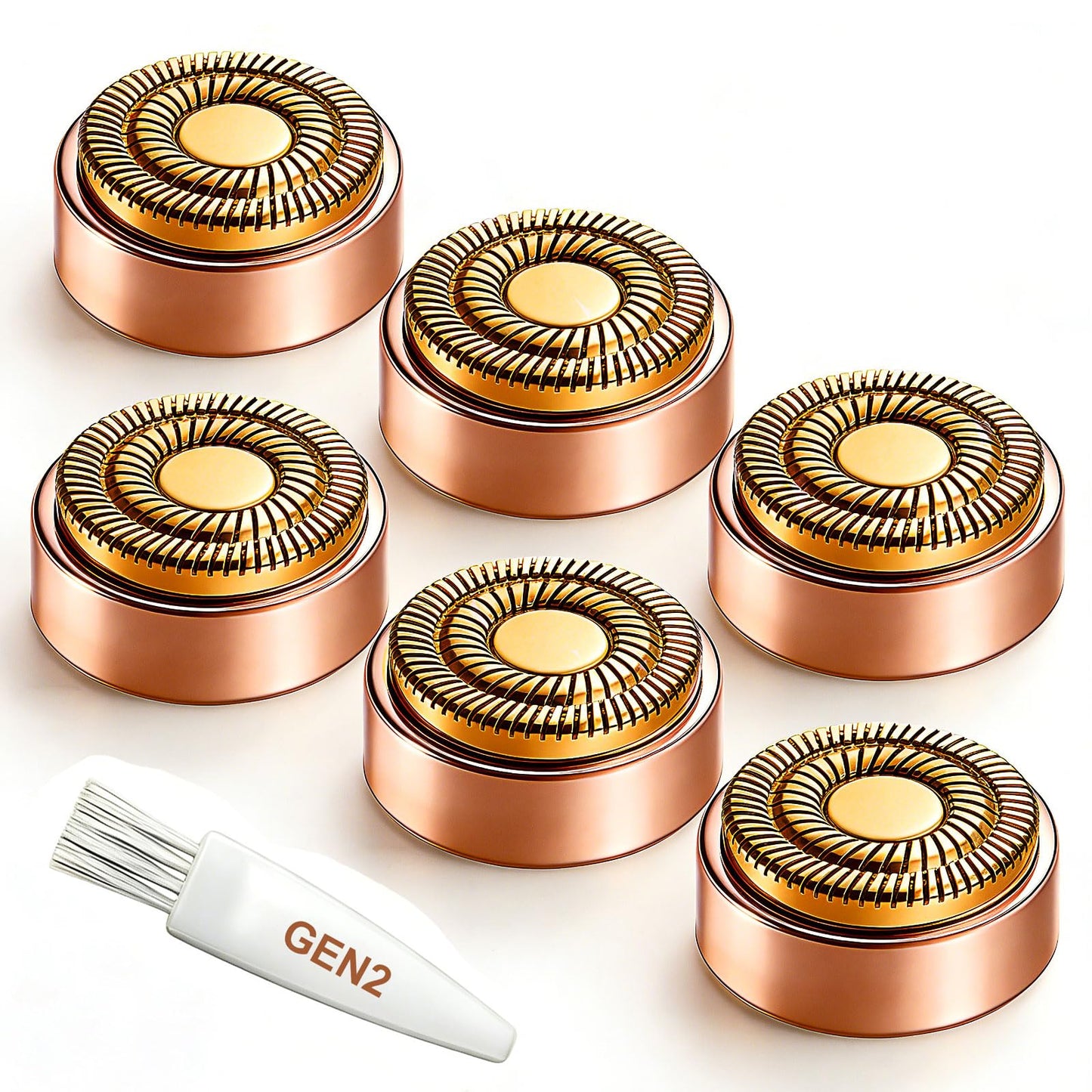 Gen 2 Replacement Heads Compatible with Flawless Facial Hair Remover for Women,Replacement Blades for Finishing Touch Flawless Hair Removal,Rose Gold (Rose Gold/6PCS)