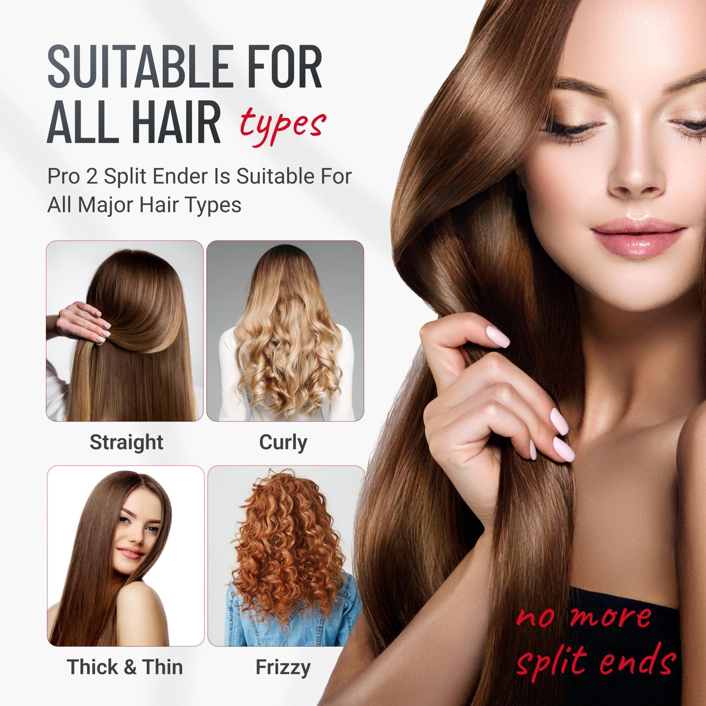 Split-Ender PRO - Original Professional Beauty Tool - Cordless Split End Hair Trimmer for Damaged, Dry, Brittle, Frizzy, Curly or Straight Hair