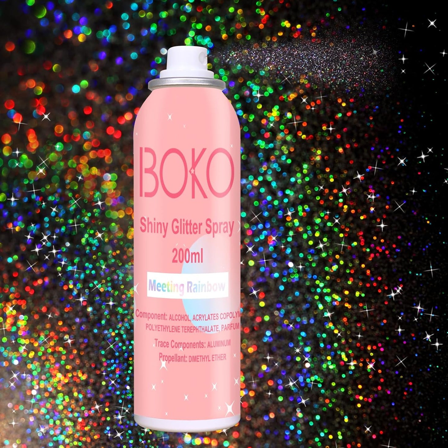 Holographic Silver Body Glitter Spray - 200ML Long-Lasting Shimmer for Hair, Clothes & Festivals | Rave Makeup Accessory