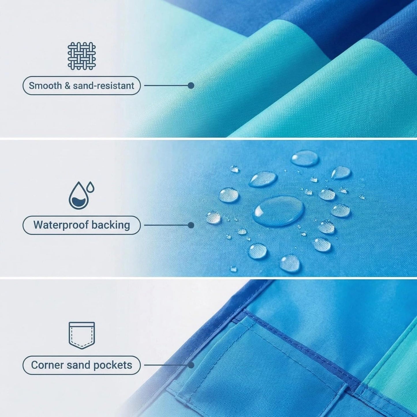 Beach Blanket Sandproof Oversized, 79''×83'' Extra Large Beach Mat, Portable Picnic Mat for Travel Camping Hiking, Lightweight Beach Essentials Family Water Resistant Mat Nylon 210T (Blue)