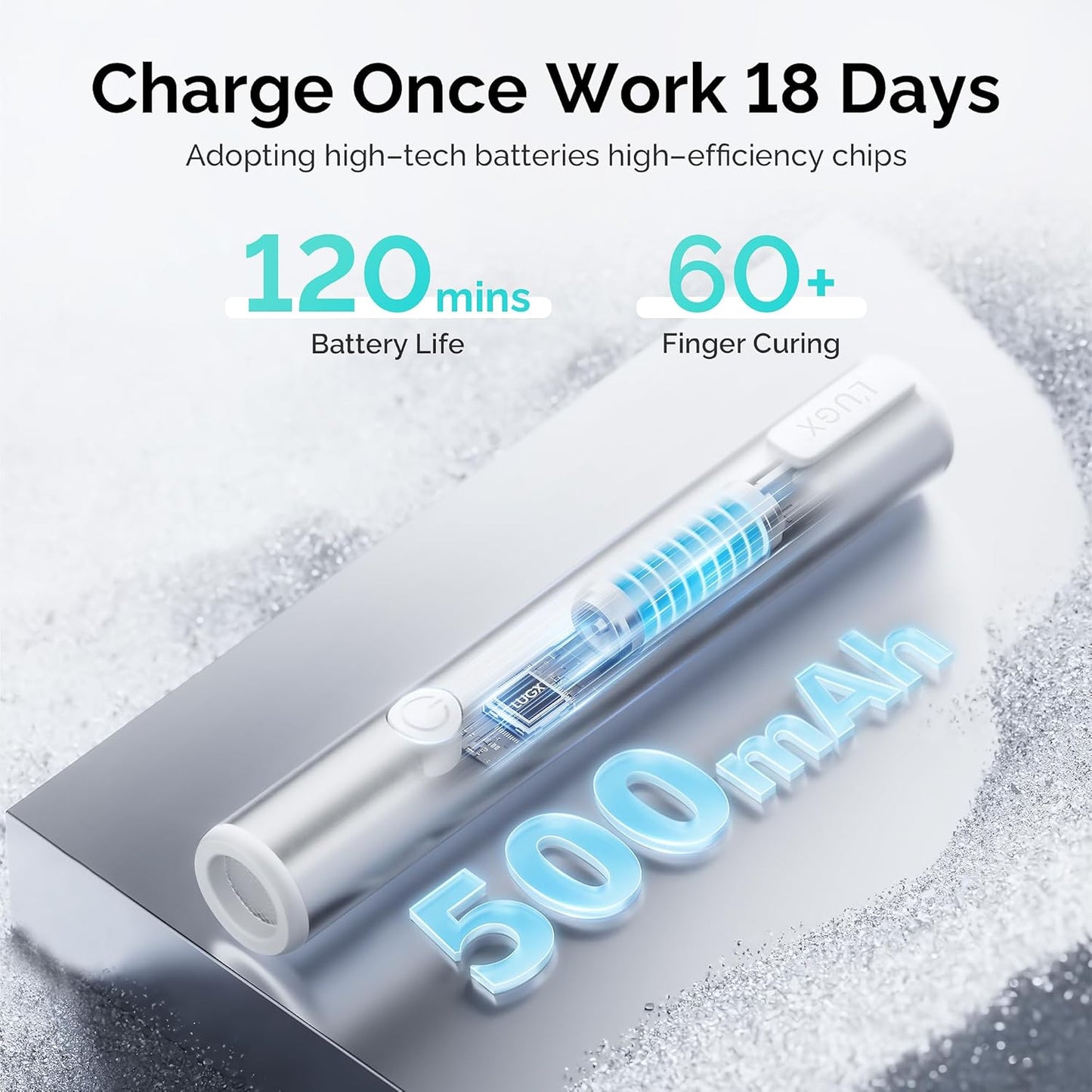 Handheld UV Light for Gel Nails - High Power Portable LED Nail Lamp | Cordless Magnetic Fast Charging, Silver