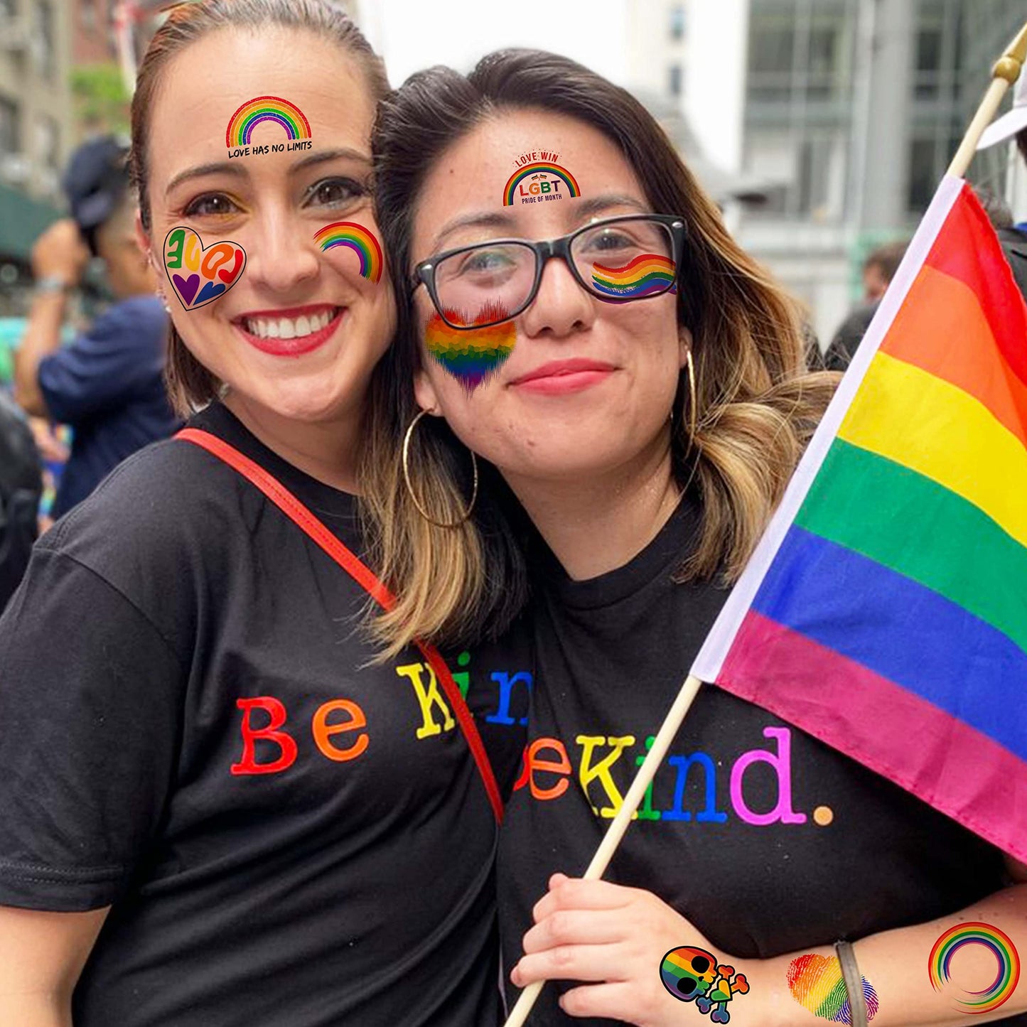 72 PCS Pride Tattoos, Rainbow Temporary Tattoos For Men Women Adults, LGBT Pride Face Tattoos Temporary, LGBTQ Flag Stripes Rainbow Body Stickers, LGBT Gay Pride Accessories Parade Celebrations Party