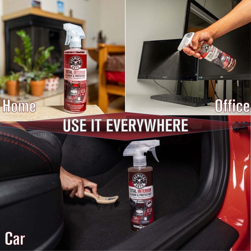 Chemical Guys Total Interior Cleaner & Protectant - Black Cherry, Car Cleaning Spray, Cleans and Protects Leather, Vinyl, Plastic, Rubber, and Glass, Safe for Trucks, SUVs, Jeeps, RVs & More - 16 oz