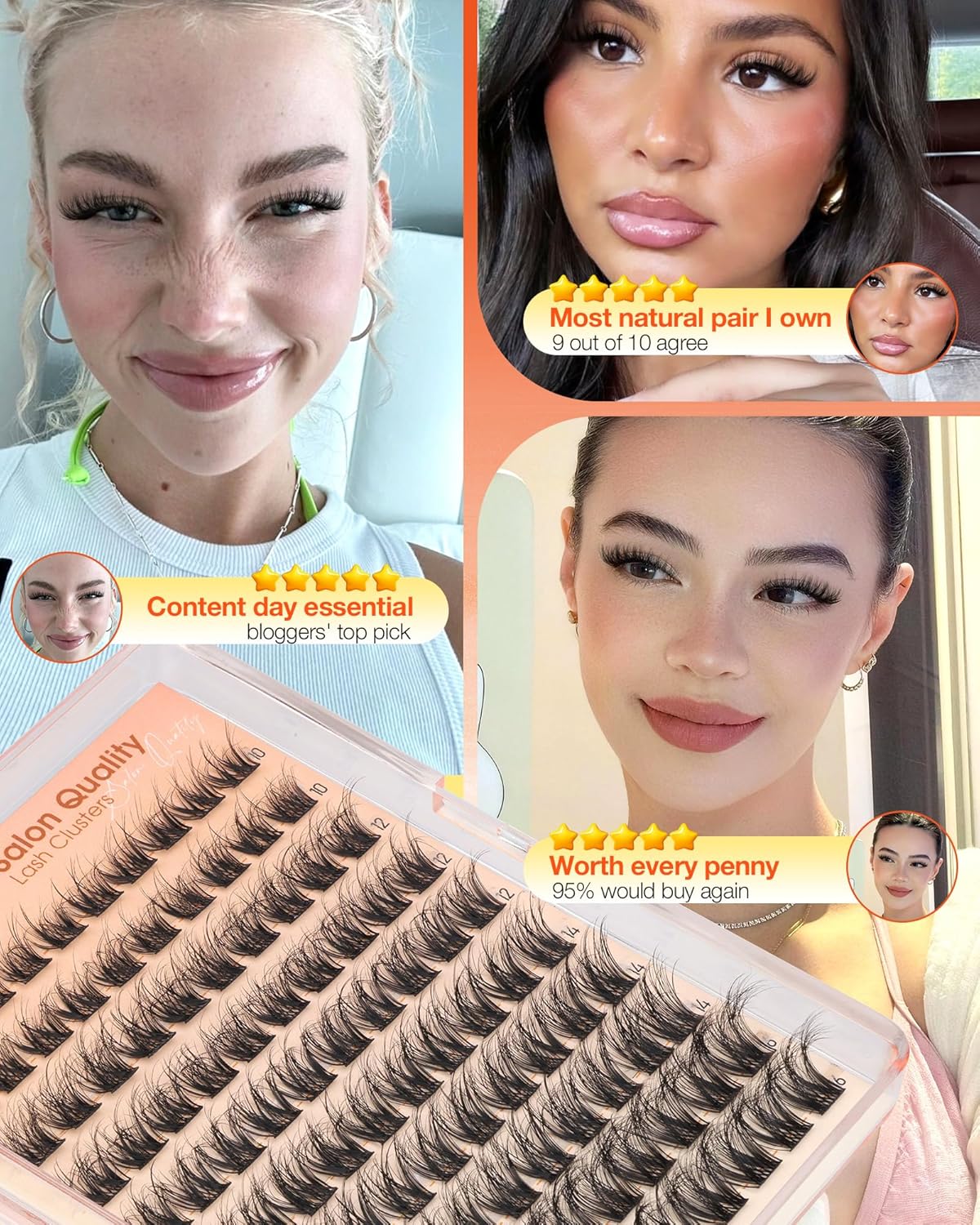 Natural Fluffy Eyelash Clusters - C Curl Individual Lashes 10-16mm | Wispy Lash Extensions