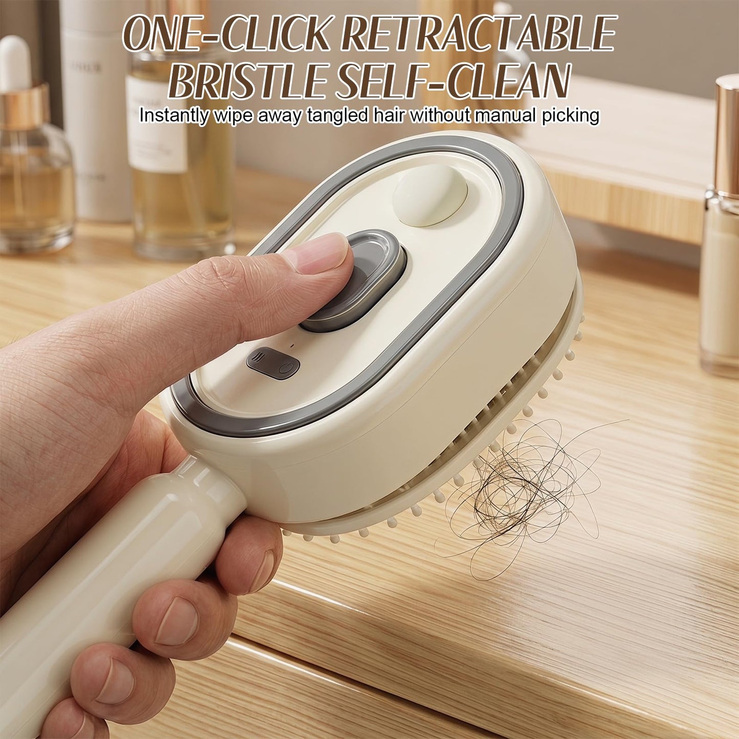 Electric Spray Hair Comb – 3-in-1 Steaming & Detangling Brush, Type-C Rechargeable, 10ml Refillable Tank for Water/Oil, Anti-Frizz, Hydrating for Dry/Curly Hair, Self-Cleaning (Lavender)
