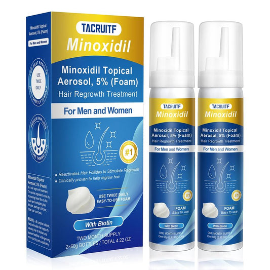 Minoxidil Foam, 5% Topical Minoxidil Foam, Infused with Biotin, Hair Growth Treatment, Minoxidil for Men and Women, Supports Thicker and Fuller Hair & Beard (4.22oz, 2 Month Supply)