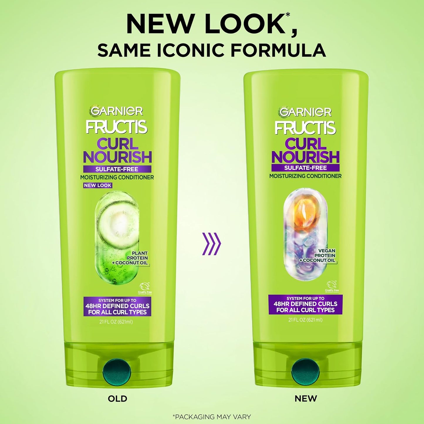 Garnier Fructis Curl Nourish Conditioner - Curly Hair Care with Coconut Oil & Plant Protein | 21 Fl Oz