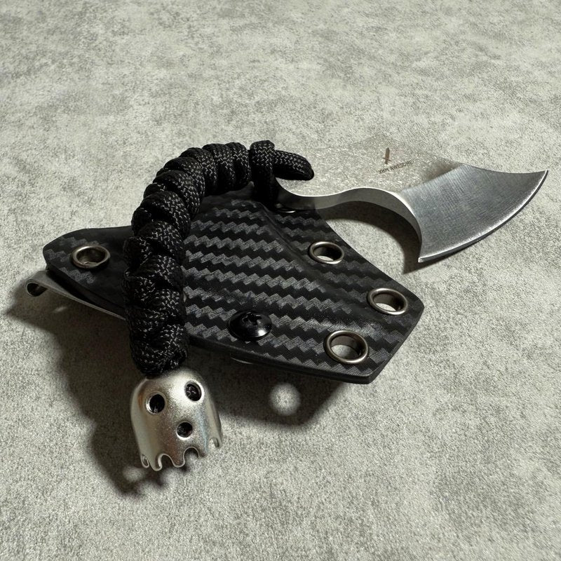 XHM Awesome 3.7 Inches Small Tactical Knife - Mini Chopper with Braided Lanyard & Beads for Camping, Hunting, Fishing, Hiking & Outdoor